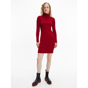 Calvin Klein dámské vínové svetrové šaty - XS (XKF)